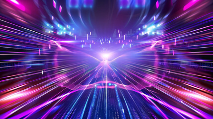 Fototapeta premium Futuristic technology abstract background with glowing neon light lines.