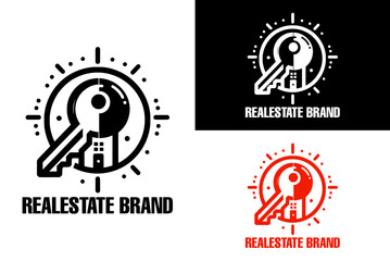 giant key real estate agents property dealership construction company house silhouette logo design