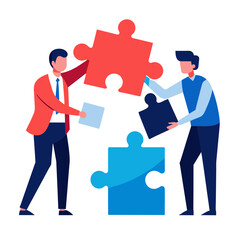 New joiner to fill in team and solve problem, teamwork to get solution, put right man in the right job to fit job description concept, businessman hand HR put new joiner to connect jigsaw puzzle. stoc