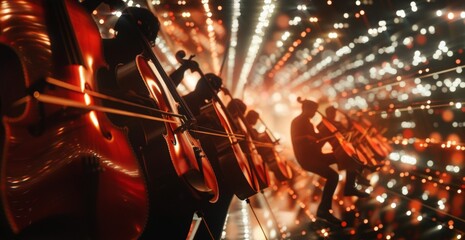 Fototapeta premium The viola section representing the strong force of the gluon producing deep resonating notes that add depth to the orchestras performance.