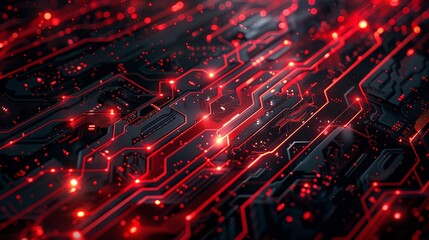 A close - up abstract image of a tech background, showcasing red glowing lines
