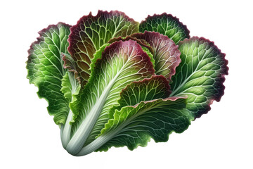 Bicolor red green lettuce leaves isolated