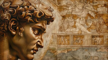 Restoring a vintage painting with a brush