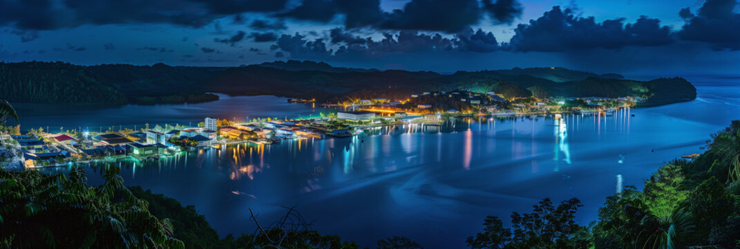 Stylized Night Panorama of Ngerulmud, Palau