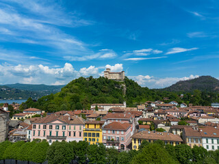 Aerial view of the Rocca the Angera fortress