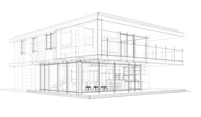house building sketch architectural 3d illustration
