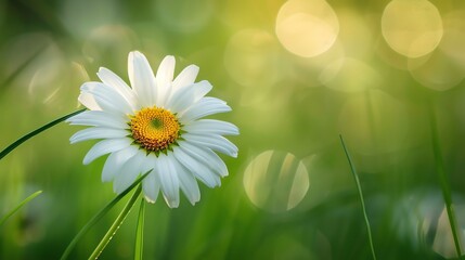 A beautiful white daisy flower with a yellow center is in focus in the foreground.