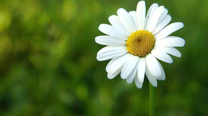 Fototapeta premium A beautiful chamomile flower in full bloom against a soft, blurred background.