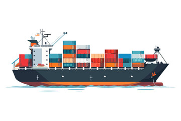 Cargo ship illustration. Tanker. Bulk carrier.