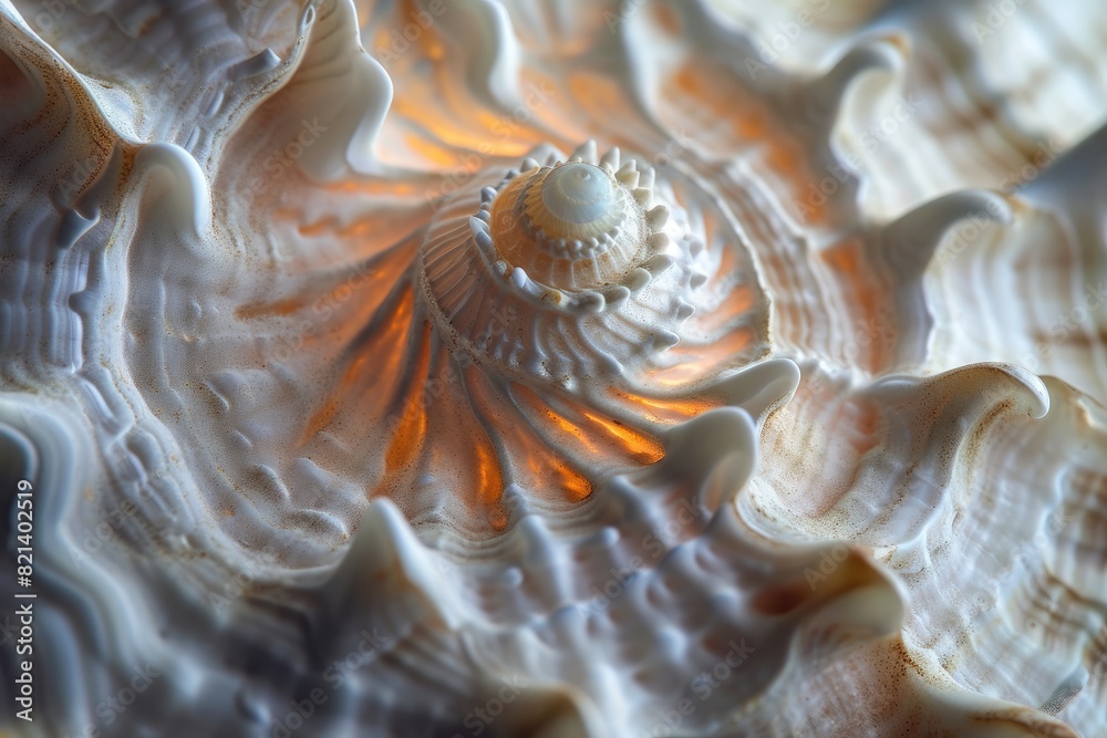 Poster A macro view of a textured seashell