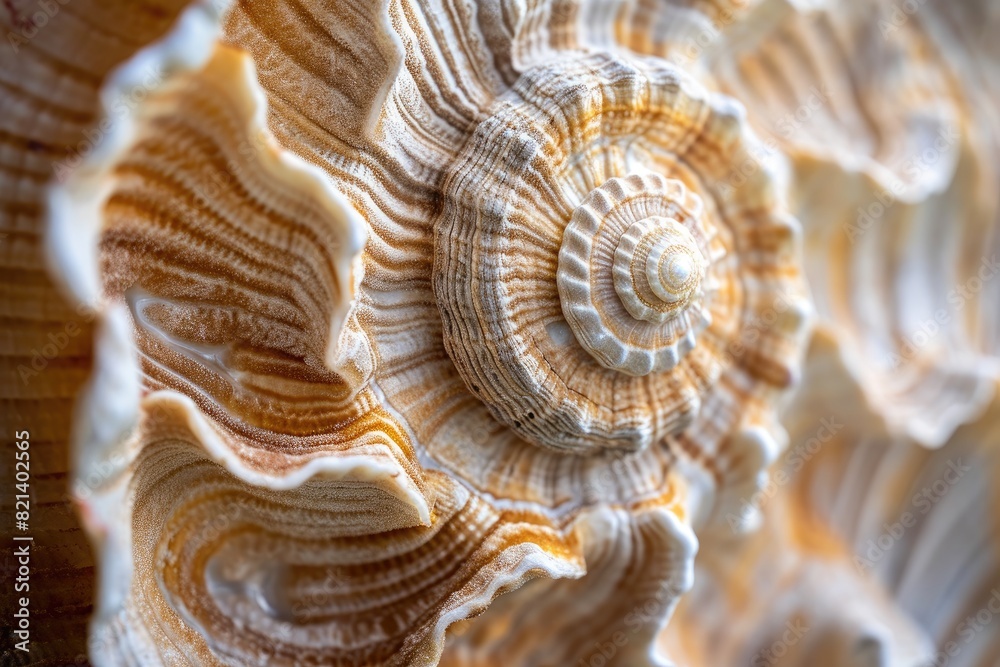 Poster A macro view of a textured seashell