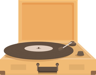 Detailed vintage turntable illustration with retro design, wooden classic stereo, and analog sound technology for 70s and 80s music nostalgia