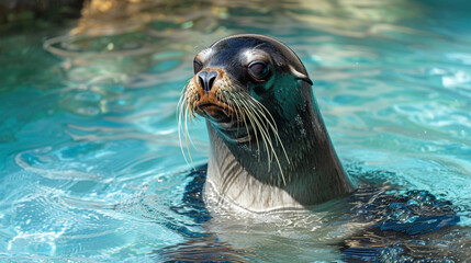 Fototapeta premium Sea lion swimming in the water