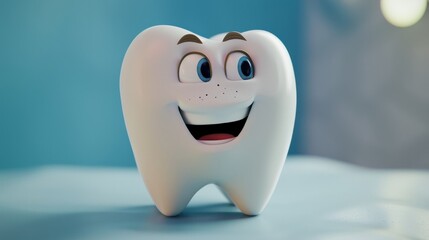 Smiling cartoon tooth for dental care or hygiene designs