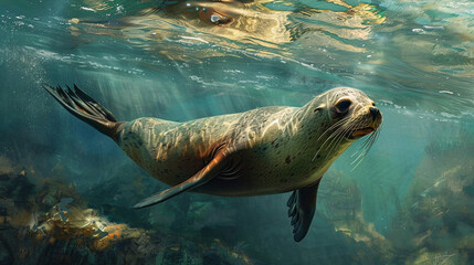 Sea lion swimming in the water
