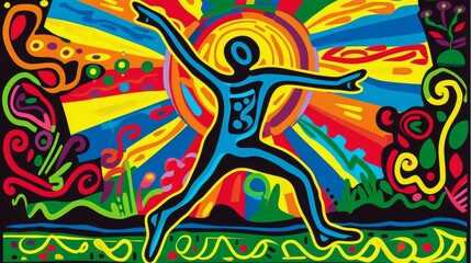 Obraz premium Summer sunshine celebration design with a woman silhouette