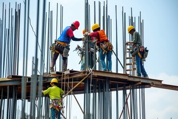Construction workers building a skyscraper