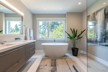 Contemporary bathroom with a freestanding tub