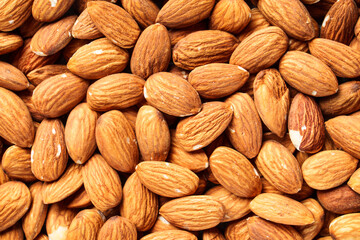 Almond nuts background. Close up image.