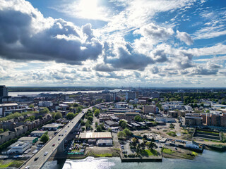 Aerial View of Southampton Port City of South England Coast, United Kingdom. May 16th, 2024