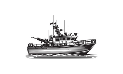ship in the sea, military boat, boat design logo 