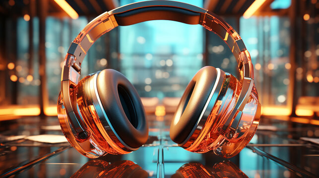 Headphones stereo equipment single object technology background