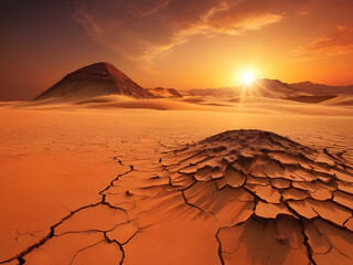 Sunbaked Wasteland. Exploring the Impact of Global Warming on Desert Soil.