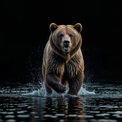 Obraz premium brown bear in water