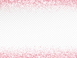 Pink glitter lights background. Sparkling glittering rain effect. Luxury frame for mother's day, Valentine, wedding, birthday party. Transparent background can be removed in vector format.
