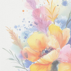 Abstract watercolor painting flowers background 