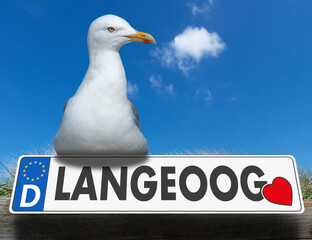 Liebe Nordseeinsel Langeoog, Autonummernschild mit Herz