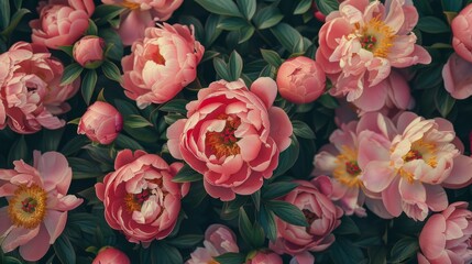 peony flowers evenly generative ai