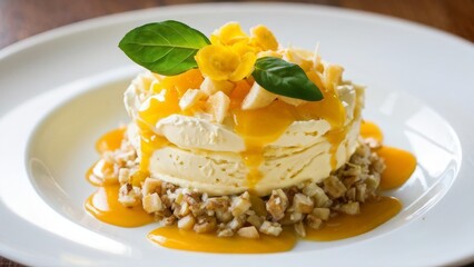 Dessert salad with banana cream.