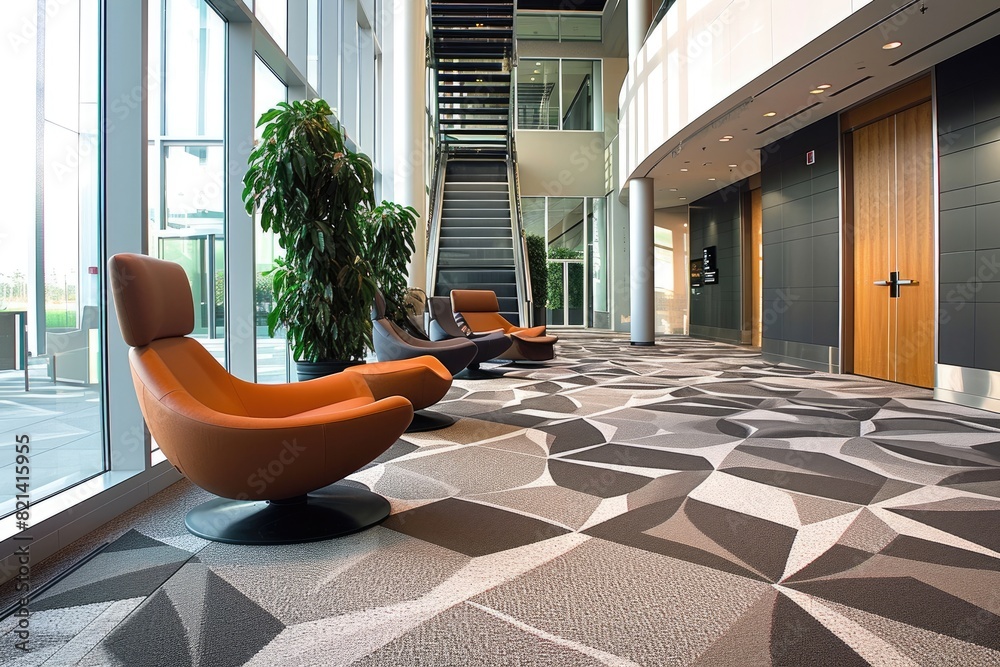 Poster geometric patterns in a modern office lobby