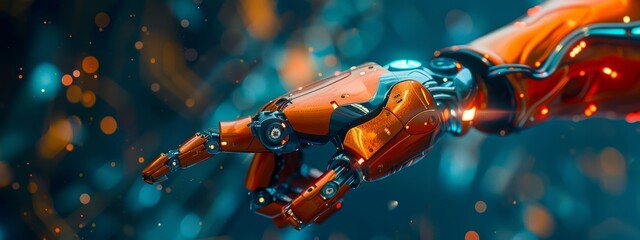 Robot ai hand future background technology artificial arm humanoid touch. Futuristic hand robot ai intelligent concept tech 3D chat machine science computer bot icon business human cyborg isolated.