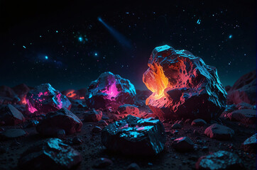 A dynamic depiction of an asteroid swarm consisting of boulders and stone meteorites. Ideal for space-themed projects, educational materials, sci-fi illustrations, and astronomical visuals.