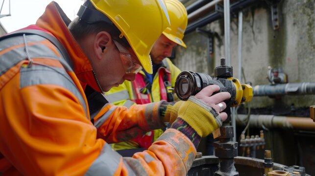 A leak detection team uses specialized equipment to ensure the safety and efficiency of the natural gas supply in an urban area.