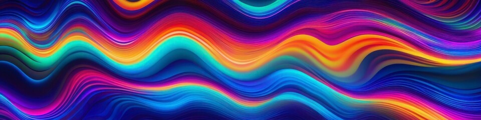 The abstract background features a mesmerizing dance of colors, with waves of neon-like hues blending into a stunning gradient spectacle.