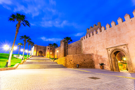 Rabat, Morocco: Sunset view over The Kasbah of the Udayas fortress. Africa