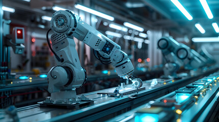 Fototapeta premium A robot is working on a piece of machinery