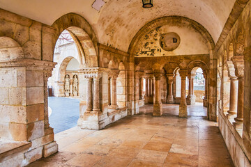 Arched gallery of Fisherman's Bastion, Budapest, Hungary