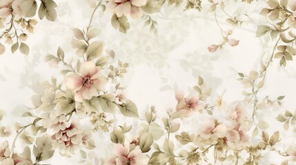 Vintage floral watercolor pattern background. Old-fashioned style romantic floral print for wallpaper.