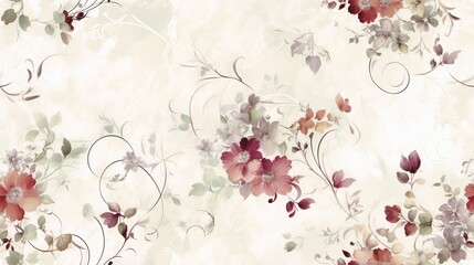 Vintage floral watercolor pattern background. Old-fashioned style romantic floral print for wallpaper.