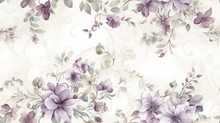 Vintage floral watercolor pattern background. Old-fashioned style romantic floral print for wallpaper.