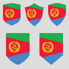 Set of Eritrea Flag in Shield Shape Frame