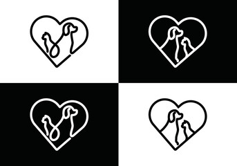 dog and cat logo design. pet care logo vector illustration. pet care logo symbol	