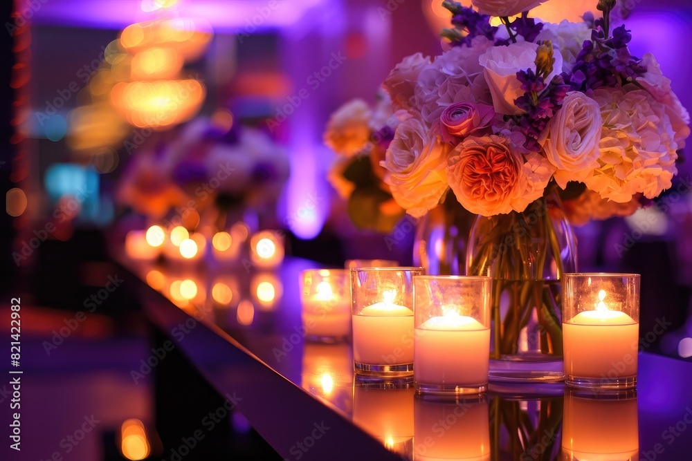 Aufkleber showcase the glamour of a high-end product launch event, focusing on the ambiance and presentation