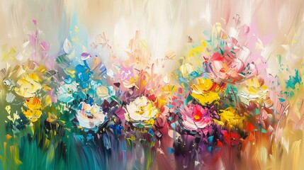 Abstract colorful floral acrylic painting background. Abstract painting for wall art, print and wallpaper