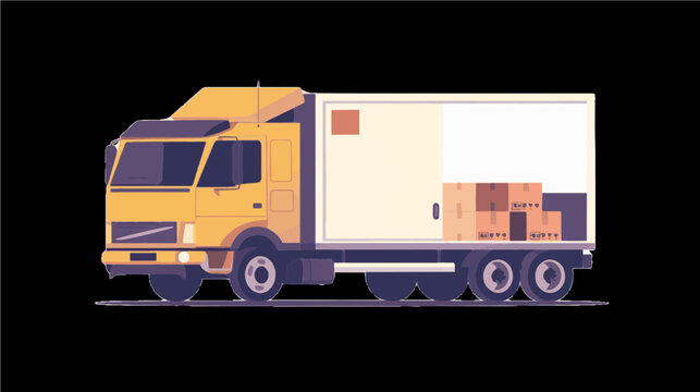 logistics delivery 18 wheeler package industrial heavy duty construction equipment truck 2.5d generative ai