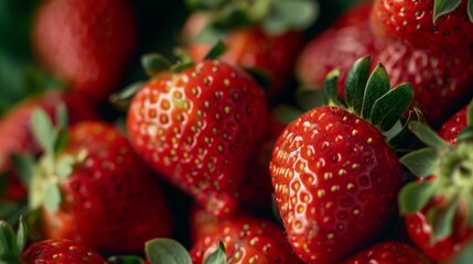 fresh and ripe strawberries, texture and juiciness generative ai
